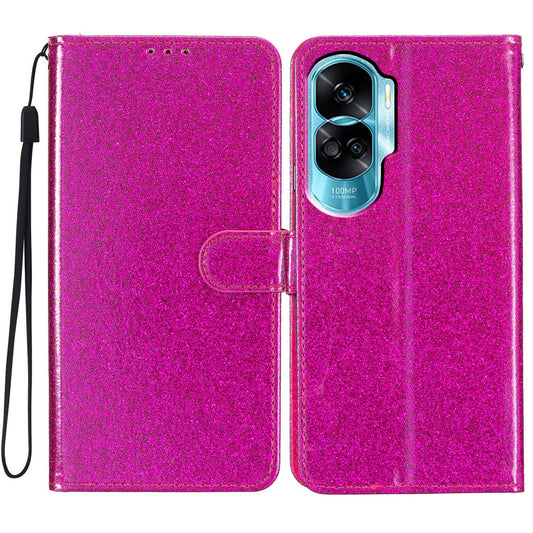 For Honor 90 Lite 5G / X50i 5G Case Stand Glittery PU Leather Protective Phone Cover with Wallet