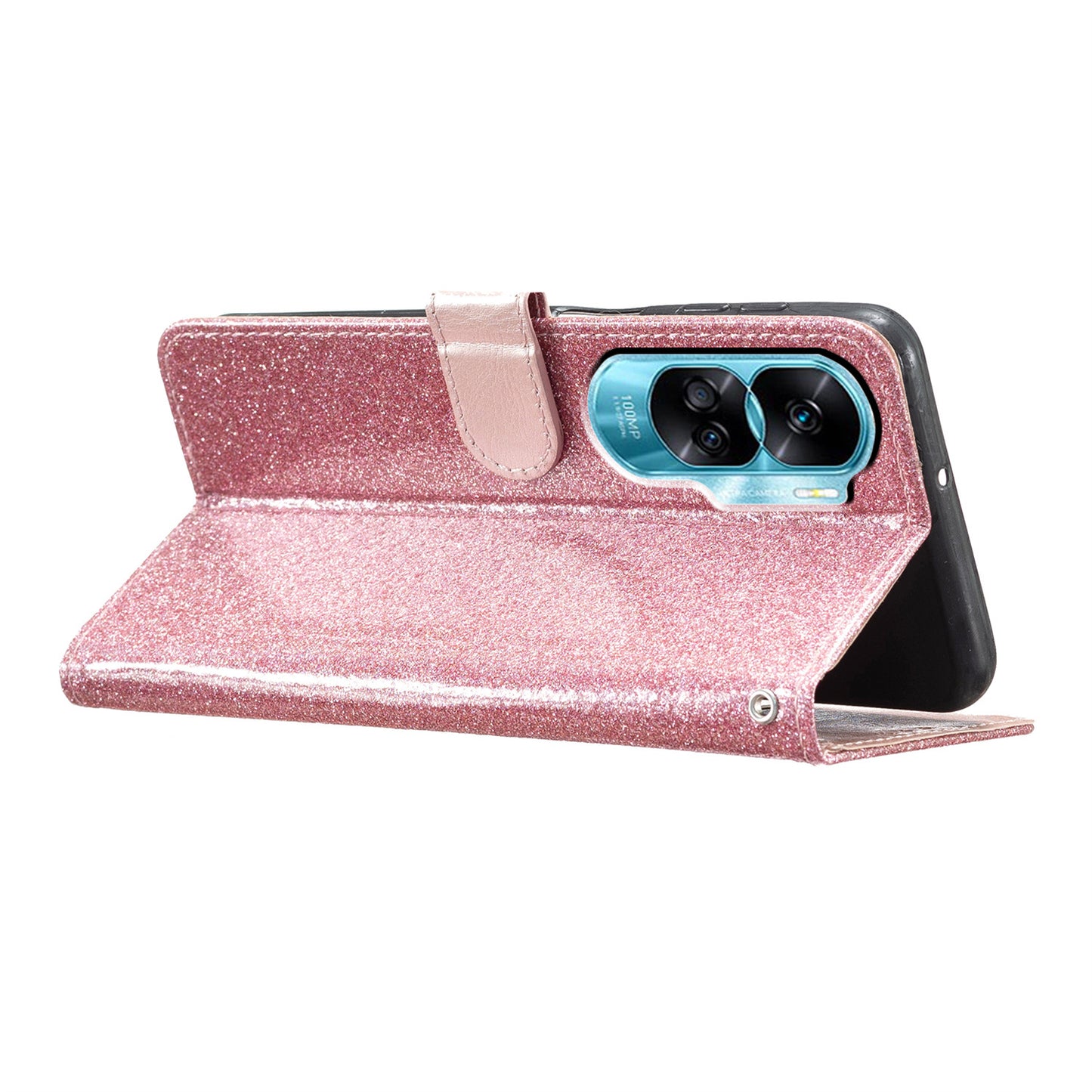 For Honor 90 Lite 5G / X50i 5G Case Stand Glittery PU Leather Protective Phone Cover with Wallet