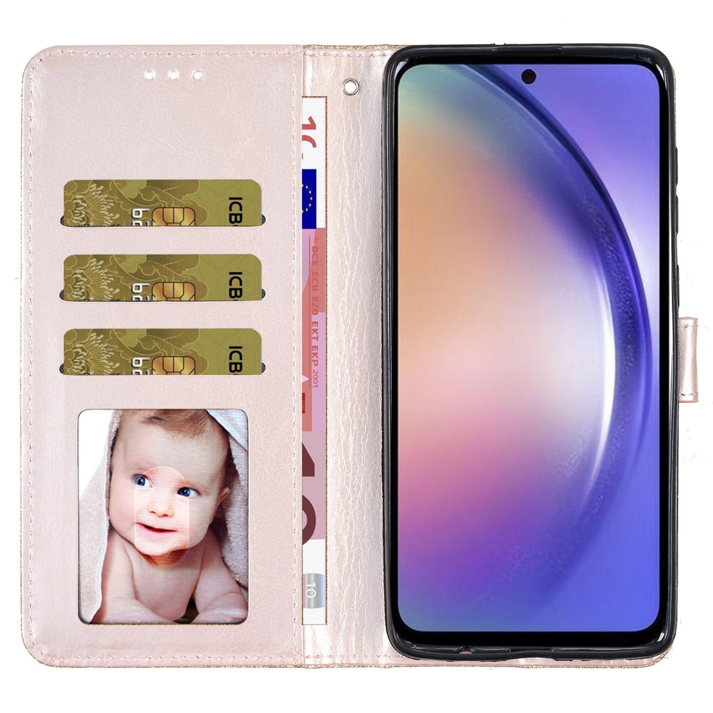 For Samsung Galaxy A05 4G Glittery PU Leather Wallet Phone Case Shockproof Flip Stand Cover