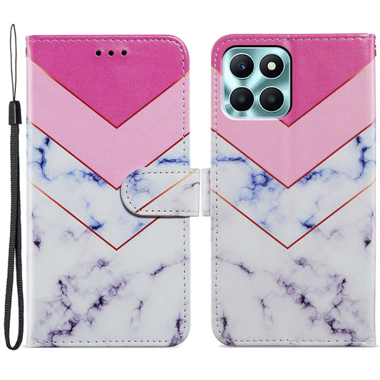 For Honor X6a 4G Case PU Leather Pattern Folio Flip Stand Phone Cover