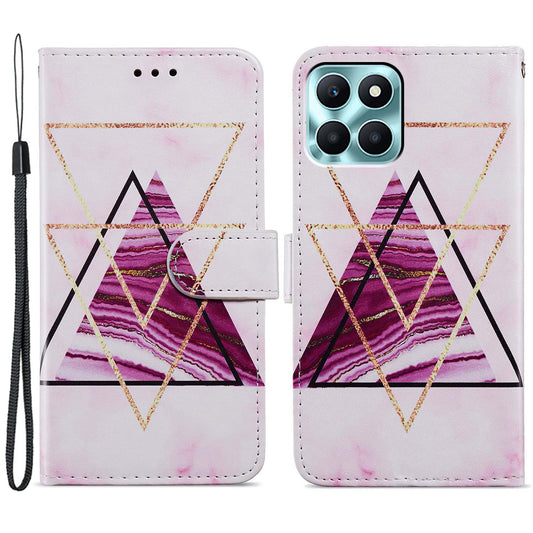 For Honor X6a 4G Case PU Leather Pattern Folio Flip Stand Phone Cover