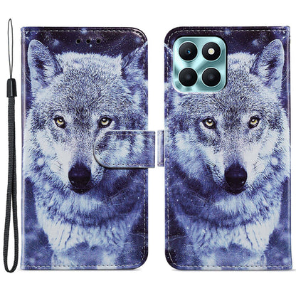 For Honor X6a 4G Case PU Leather Pattern Folio Flip Stand Phone Cover