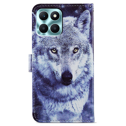 For Honor X6a 4G Case PU Leather Pattern Folio Flip Stand Phone Cover