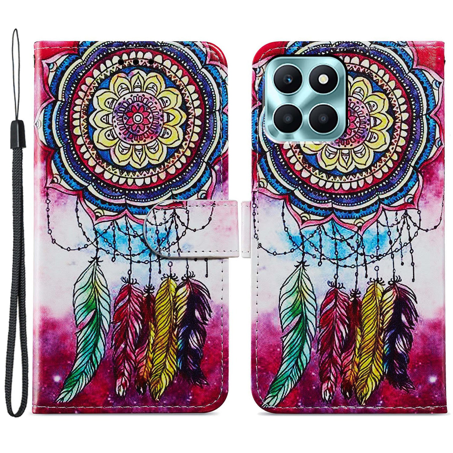 For Honor X6a 4G Case PU Leather Pattern Folio Flip Stand Phone Cover