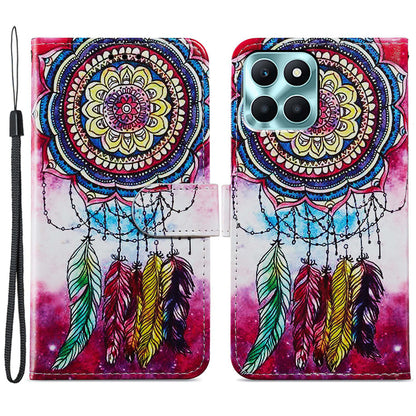 For Honor X6a 4G Case PU Leather Pattern Folio Flip Stand Phone Cover