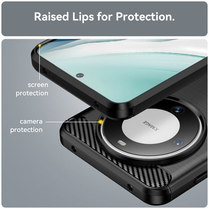 For Huawei Mate 60 Case Shockproof TPU Shell Brushed Carbon Fiber Texture Phone Cover