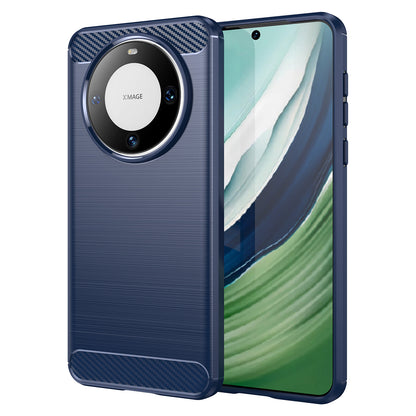 For Huawei Mate 60 Case Shockproof TPU Shell Brushed Carbon Fiber Texture Phone Cover