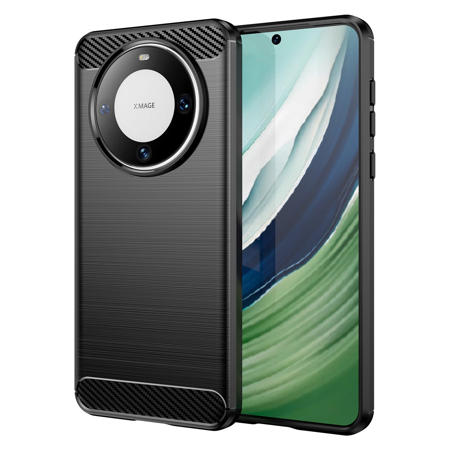 For Huawei Mate 60 Pro Case Slim Carbon Fiber Texture Brushed Phone Back Cover