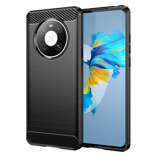 For Huawei Mate 40E / Mate 40 Case Slim-Fit Carbon Fiber Texture Phone Cover TPU Shell