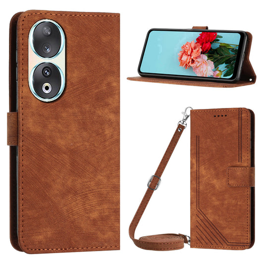 For Honor 90 Case Wallet Stand Crossbody Leather Phone Cover with Shoulder Strap