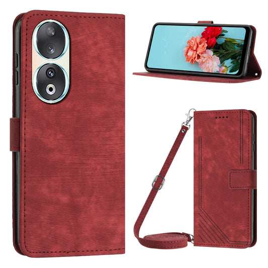 For Honor 90 Case Wallet Stand Crossbody Leather Phone Cover with Shoulder Strap