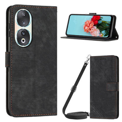 For Honor 90 Case Wallet Stand Crossbody Leather Phone Cover with Shoulder Strap