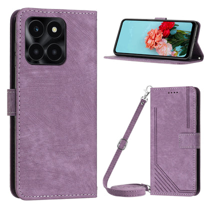 For Honor X6a 4G Case Crossbody PU Leather Phone Cover with Wallet Stand