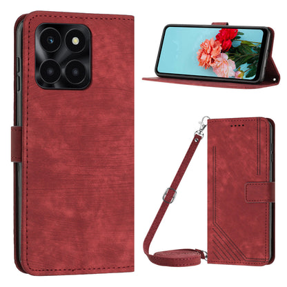 For Honor X6a 4G Case Crossbody PU Leather Phone Cover with Wallet Stand