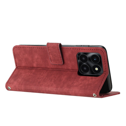 For Honor X6a 4G Case Crossbody PU Leather Phone Cover with Wallet Stand