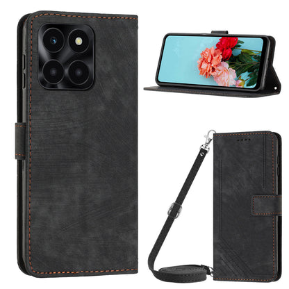 For Honor X6a 4G Case Crossbody PU Leather Phone Cover with Wallet Stand
