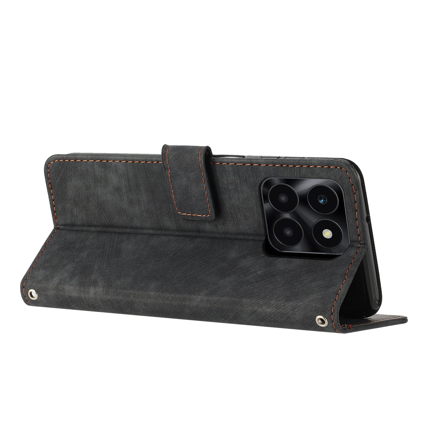 For Honor X6a 4G Case Crossbody PU Leather Phone Cover with Wallet Stand