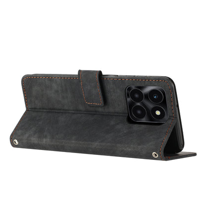 For Honor X6a 4G Case Crossbody PU Leather Phone Cover with Wallet Stand