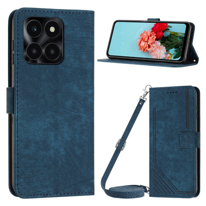For Honor X6a 4G Case Crossbody PU Leather Phone Cover with Wallet Stand