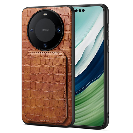 For Huawei Mate 60 Pro / 60 Pro+ Case Card Holder Crocodile Texture PU Leather+PC+TPU Phone Cover