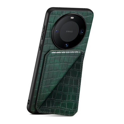 For Huawei Mate 60 Pro / 60 Pro+ Case Card Holder Crocodile Texture PU Leather+PC+TPU Phone Cover