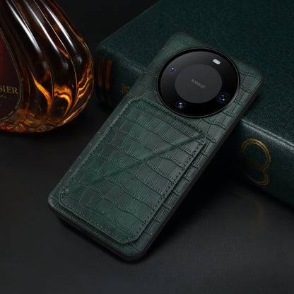 For Huawei Mate 60 Pro / 60 Pro+ Case Card Holder Crocodile Texture PU Leather+PC+TPU Phone Cover