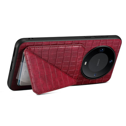 For Huawei Mate 60 Pro / 60 Pro+ Case Card Holder Crocodile Texture PU Leather+PC+TPU Phone Cover