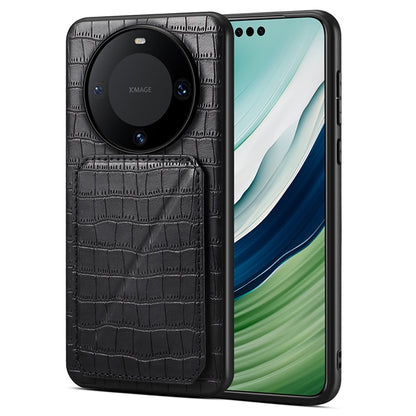 For Huawei Mate 60 Pro / 60 Pro+ Case Card Holder Crocodile Texture PU Leather+PC+TPU Phone Cover