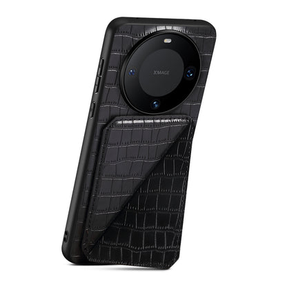 For Huawei Mate 60 Pro / 60 Pro+ Case Card Holder Crocodile Texture PU Leather+PC+TPU Phone Cover