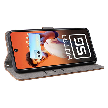 For Infinix Hot 30 5G / X6832 Anti-Scratch Phone Case PU Leather Stand Cover RFID Blocking Wallet Shell with Strap