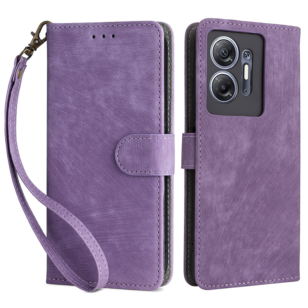 For Infinix Hot 30 5G / X6832 Anti-Scratch Phone Case PU Leather Stand Cover RFID Blocking Wallet Shell with Strap