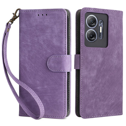 For Infinix Hot 30 5G / X6832 Anti-Scratch Phone Case PU Leather Stand Cover RFID Blocking Wallet Shell with Strap