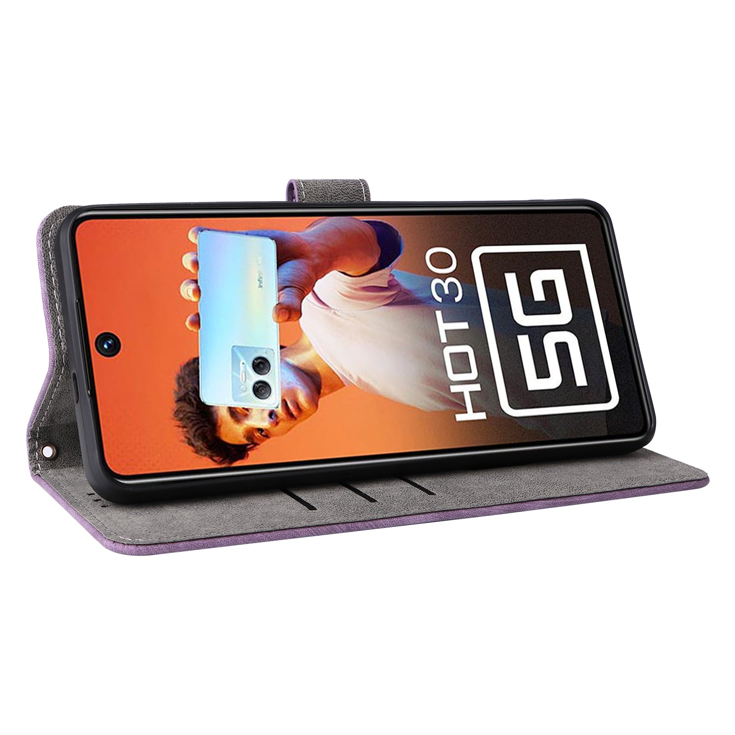 For Infinix Hot 30 5G / X6832 Anti-Scratch Phone Case PU Leather Stand Cover RFID Blocking Wallet Shell with Strap