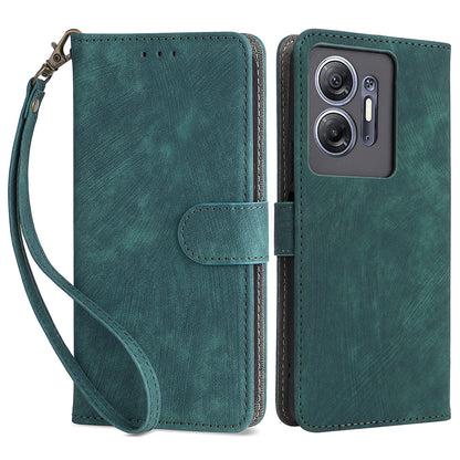 For Infinix Hot 30 5G / X6832 Anti-Scratch Phone Case PU Leather Stand Cover RFID Blocking Wallet Shell with Strap