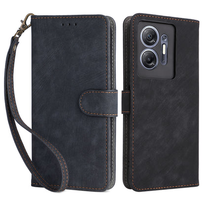 For Infinix Hot 30 5G / X6832 Anti-Scratch Phone Case PU Leather Stand Cover RFID Blocking Wallet Shell with Strap