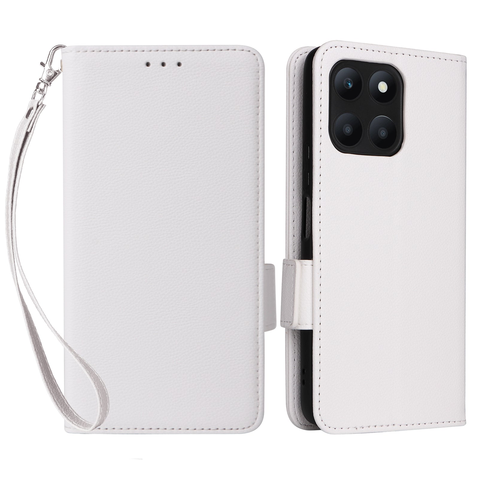 For Honor X6a 4G Litchi Texture Wallet Stand Cover Phone Case Anti-Scratch Leather Shell with Strap