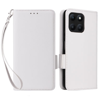 For Honor X6a 4G Litchi Texture Wallet Stand Cover Phone Case Anti-Scratch Leather Shell with Strap