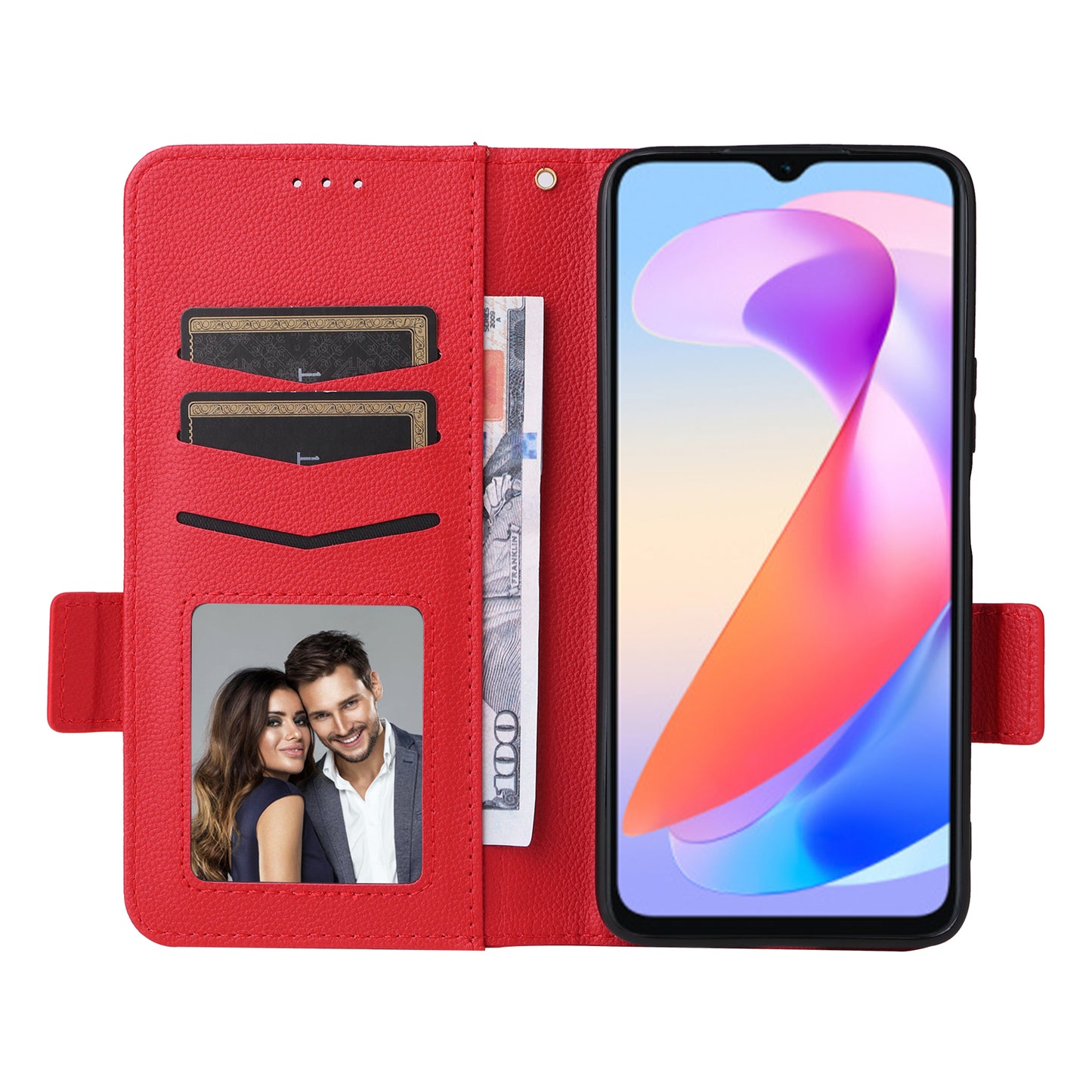 For Honor X6a 4G Litchi Texture Wallet Stand Cover Phone Case Anti-Scratch Leather Shell with Strap