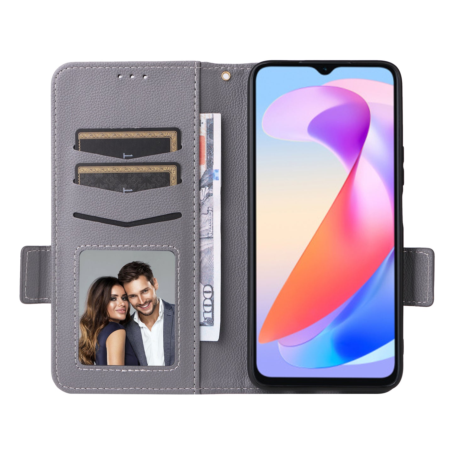For Honor X6a 4G Litchi Texture Wallet Stand Cover Phone Case Anti-Scratch Leather Shell with Strap