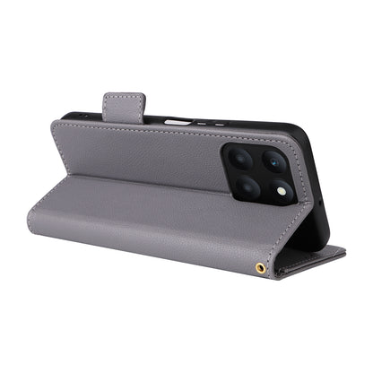 For Honor X6a 4G Litchi Texture Wallet Stand Cover Phone Case Anti-Scratch Leather Shell with Strap