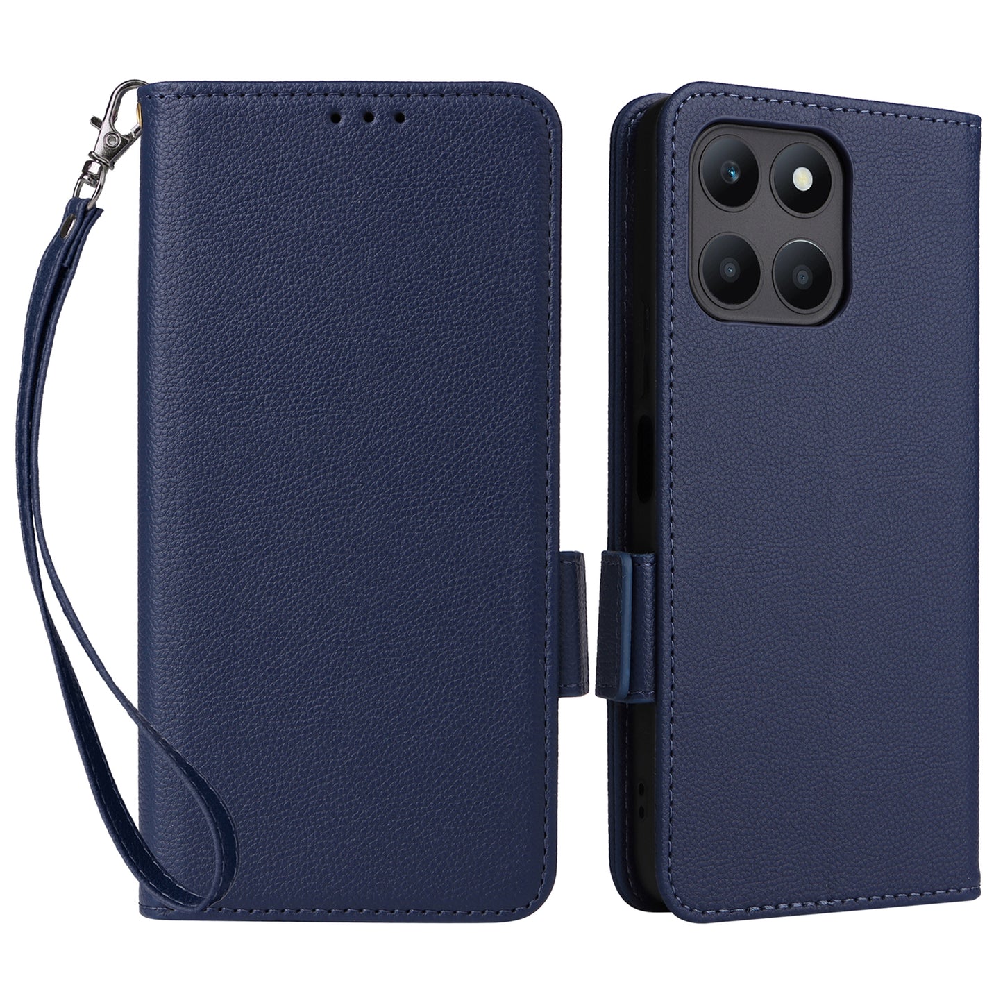 For Honor X6a 4G Litchi Texture Wallet Stand Cover Phone Case Anti-Scratch Leather Shell with Strap