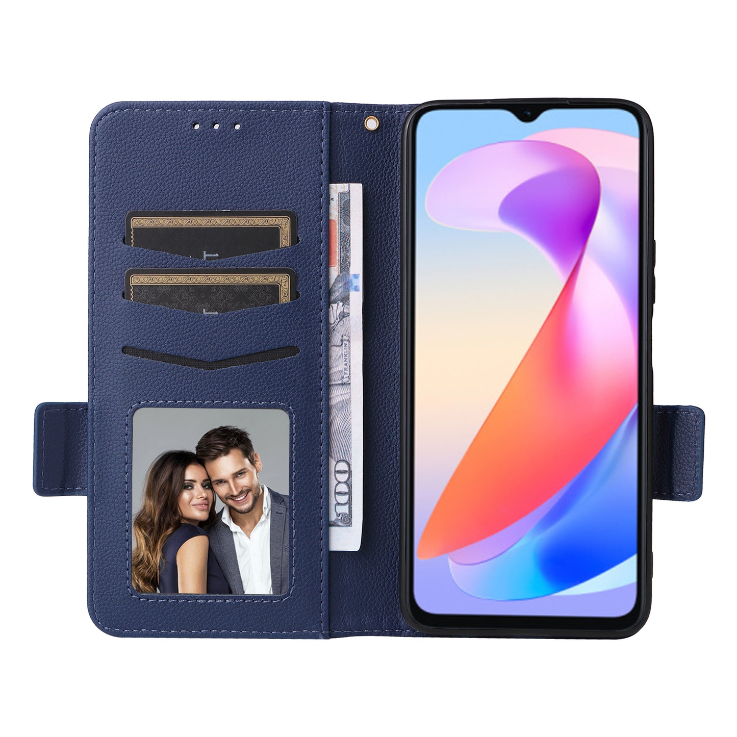 For Honor X6a 4G Litchi Texture Wallet Stand Cover Phone Case Anti-Scratch Leather Shell with Strap