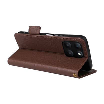 For Honor X6a 4G Litchi Texture Wallet Stand Cover Phone Case Anti-Scratch Leather Shell with Strap