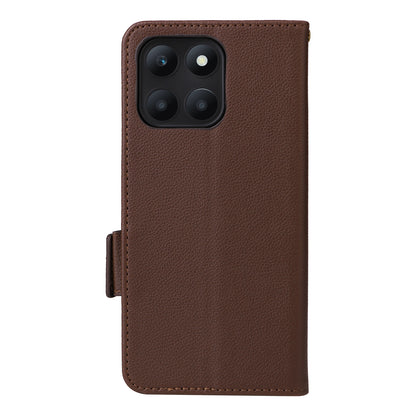 For Honor X6a 4G Litchi Texture Wallet Stand Cover Phone Case Anti-Scratch Leather Shell with Strap