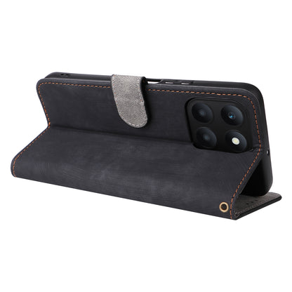 For Honor X6a 4G Phone Cover RFID Blocking Wallet Shell Anti-Scratch PU Leather Stand Phone Case with Strap