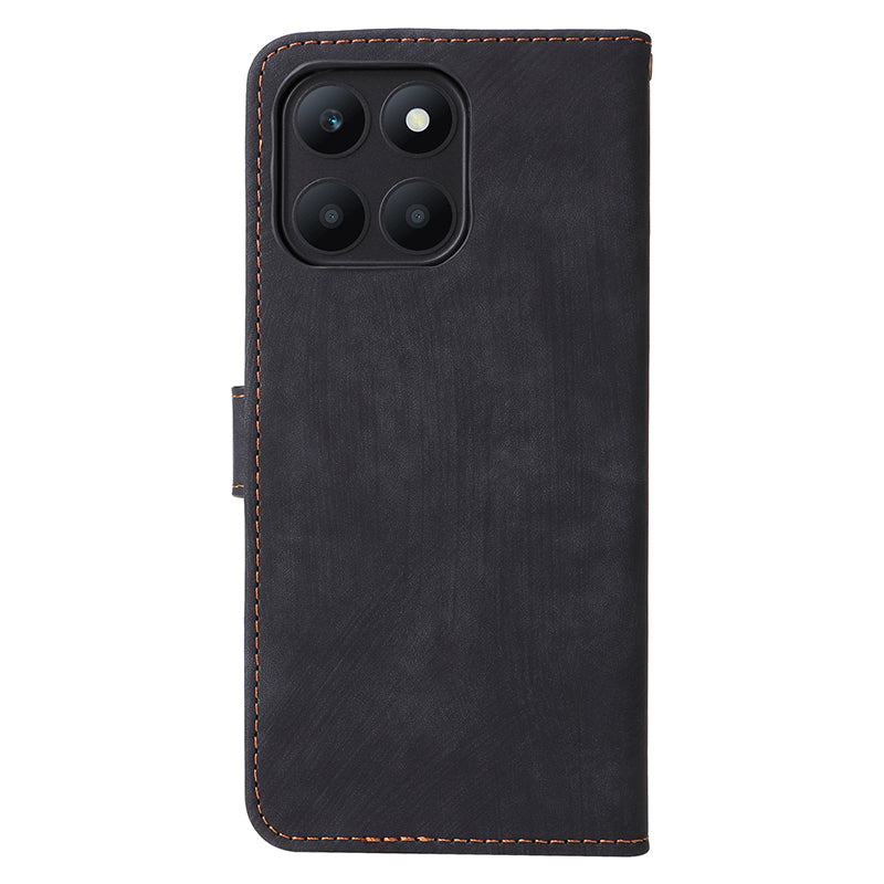 For Honor X6a 4G Phone Cover RFID Blocking Wallet Shell Anti-Scratch PU Leather Stand Phone Case with Strap