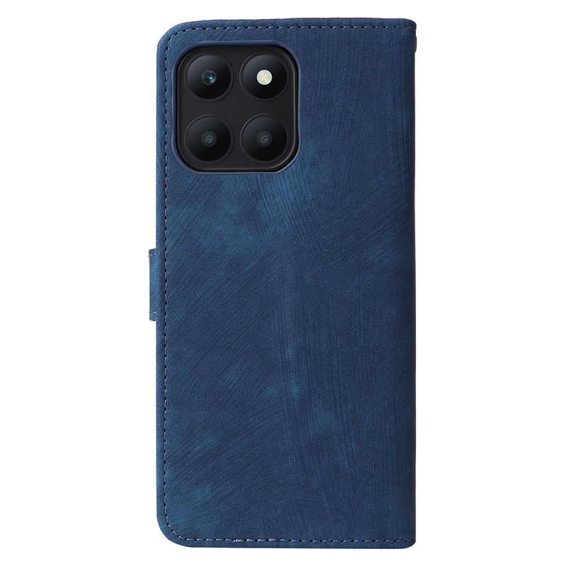 For Honor X6a 4G Phone Cover RFID Blocking Wallet Shell Anti-Scratch PU Leather Stand Phone Case with Strap