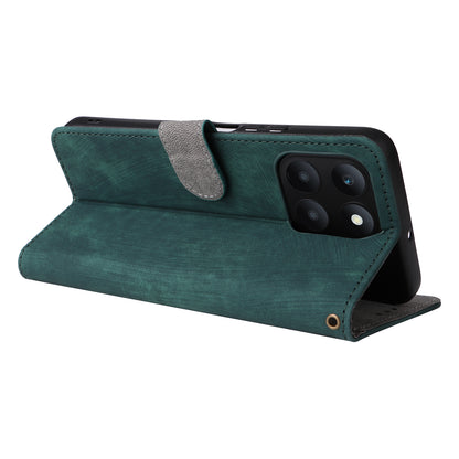 For Honor X6a 4G Phone Cover RFID Blocking Wallet Shell Anti-Scratch PU Leather Stand Phone Case with Strap