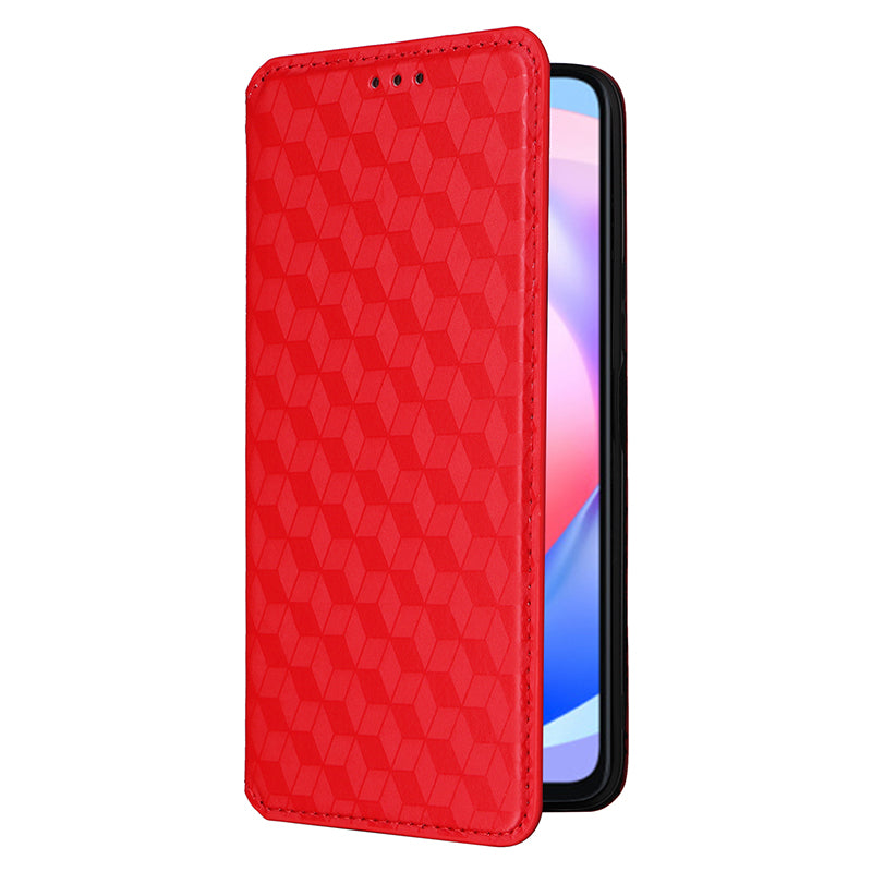 For Honor X6a 4G Slim-Fit PU Leather Stand Cover Rhombus Imprinted Wallet Phone Case Shell