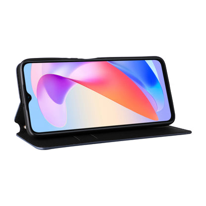 For Honor X6a 4G Slim-Fit PU Leather Stand Cover Rhombus Imprinted Wallet Phone Case Shell